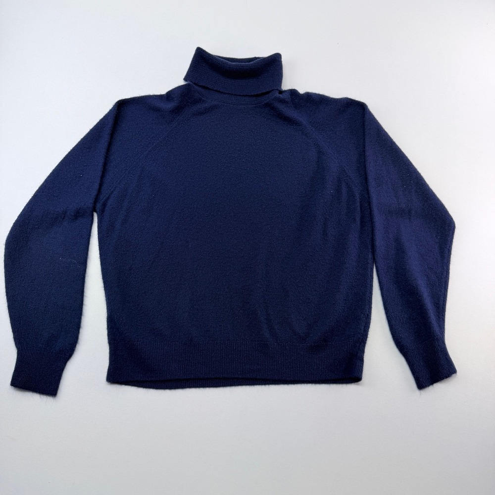 Designers Petite Navy Blue Turtleneck Sweater Raglan Sleeve Made in USA P/L